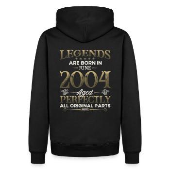 Legende Juni 2004 Jahrgang 2004 Geburtstag 2004 - Männer Premium Bio Hoodie - Schwarz - Hinten - Nico (187cm)