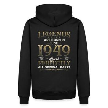 Legende Juni 1949 Jahrgang 1949 Geburtstag 1949 - Männer Premium Bio Hoodie - Schwarz - Hinten - Nico (187cm)