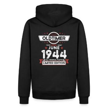 Millésime Juin 1944 Cru 1944 Anniversaire 1944 - Sweat à capuche Premium bio Homme - noir - Dos - Nico (187cm)