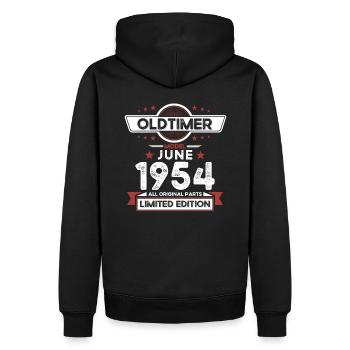 Millésime 1954 Millésime 1954 70ème anniversaire Juin - Sweat à capuche Premium bio Homme - noir - Dos - Nico (187cm)