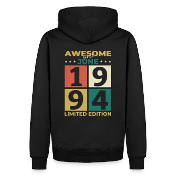 Original June 1994 Vintage 1994 Birthday 1994 - Men’s Premium Organic Hoodie - black - Back - Nico (187cm)