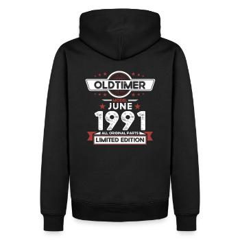 Original Juin 1991 Millésime 1991 Anniversaire 1991 - Sweat à capuche Premium bio Homme - noir - Dos - Nico (187cm)