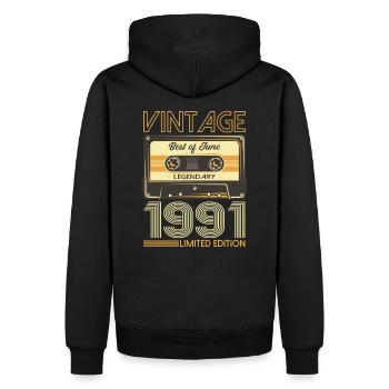 Best of Juni 1991 Jahrgang 1991 50. Geburtstag 74 - Männer Premium Bio Hoodie - Schwarz - Hinten - Nico (187cm)