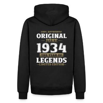 Original Juni 1934 Jahrgang 1934 Geburtstag 1934 - Männer Premium Bio Hoodie - Schwarz - Hinten - Nico (187cm)