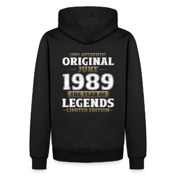 Original Juni 1989 Jahrgang 1989 Geburtstag 1989 - Männer Premium Bio Hoodie - Schwarz - Hinten - Nico (187cm)