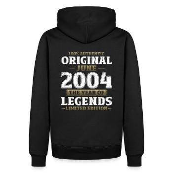 Original Juni 2004 Jahrgang 2004 Geburtstag 2004 - Männer Premium Bio Hoodie - Schwarz - Hinten - Nico (187cm)