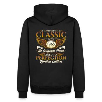 Classique Juin 1965 Millésime 1965 59ème Anniversaire 65 - Sweat à capuche Premium bio Homme - noir - Dos - Nico (187cm)