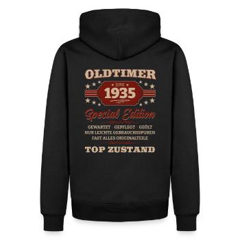 Oldtimer Juni 1935 Jahrgang 1935 Geburtstag 1935 - Männer Premium Bio Hoodie - Schwarz - Hinten - Nico (187cm)