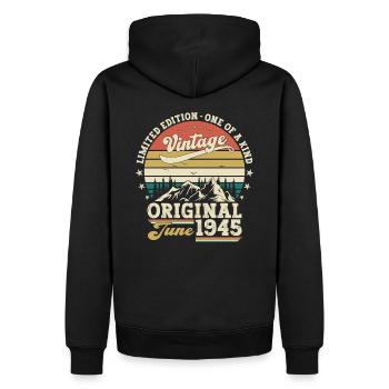 Original Juin 1945 Millésime 1945 Anniversaire 1945 - Sweat à capuche Premium bio Homme - noir - Dos - Nico (187cm)