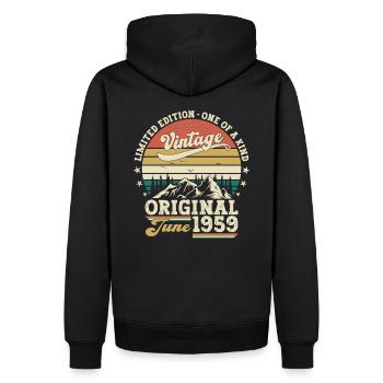 Original Juni 1959 Jahrgang 1959 Geburtstag 1959 - Männer Premium Bio Hoodie - Schwarz - Hinten - Nico (187cm)