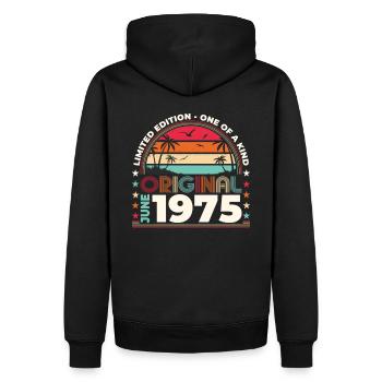 Original Juin 1975 Millésime 1975 Anniversaire 1975 - Sweat à capuche Premium bio Homme - noir - Dos - Nico (187cm)