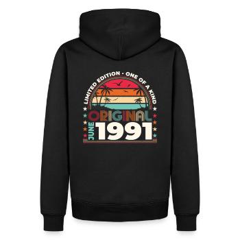 Original Juin 1991 Millésime 1991 Anniversaire 1991 - Sweat à capuche Premium bio Homme - noir - Dos - Nico (187cm)