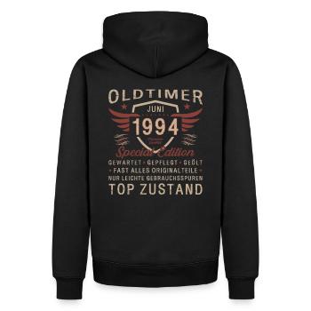 Oldtimer Juni 1994 Jahrgang 1994 30. Geburtstag 94 - Männer Premium Bio Hoodie - Schwarz - Hinten - Nico (187cm)