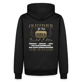 Oldtimer Juni 1994 Jahrgang 1994 30. Geburtstag 94 - Männer Premium Bio Hoodie - Schwarz - Hinten - Nico (187cm)