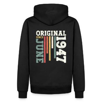 Original Juin 1947 Millésime 1947 Anniversaire 1947 - Sweat à capuche Premium bio Homme - noir - Dos - Nico (187cm)