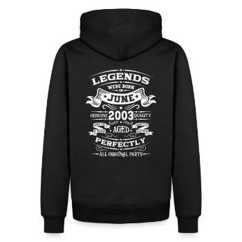 21ème anniversaire 03 Original Juin 2003 Millésime 2003 - Sweat à capuche Premium bio Homme - noir - Dos - Nico (187cm)