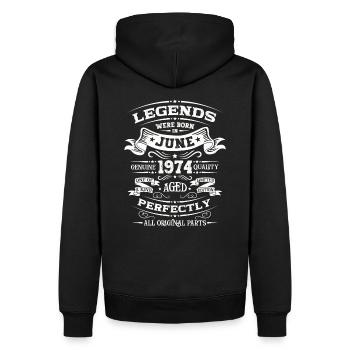 50e anniversaire Original juin 1974 Né en 1974 - Sweat à capuche Premium bio Homme - noir - Dos - Nico (187cm)