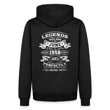 66. Geburtstag Original Juni 1958 Jahrgang 1958 - Männer Premium Bio Hoodie - Schwarz - Hinten - Nico (187cm)