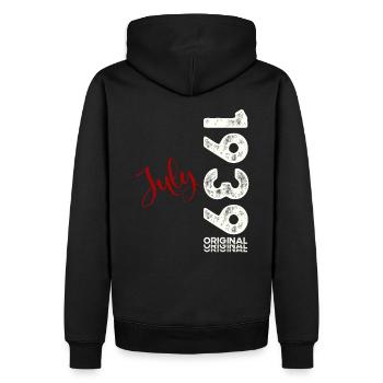 85e anniversaire Légendaire Juillet 1939 Né en 1939 - Sweat à capuche Premium bio Homme - noir - Dos - Nico (187cm)