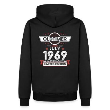 55. Geburtstag Oldtimer Juli 1969 Jahrgang 1969 - Männer Premium Bio Hoodie - Schwarz - Hinten - Nico (187cm)