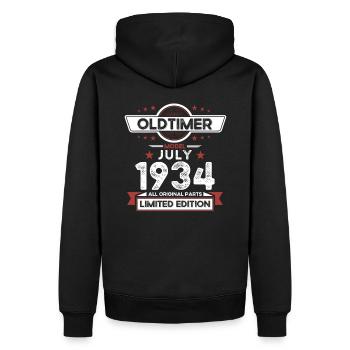 90ème Anniversaire Voiture Classique Juillet 1934 Millésime 1934 - Sweat à capuche Premium bio Homme - noir - Dos - Nico (187cm)