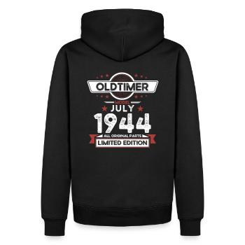 80ème Anniversaire Voiture Classique Juillet 1944 Millésime 1944 - Sweat à capuche Premium bio Homme - noir - Dos - Nico (187cm)
