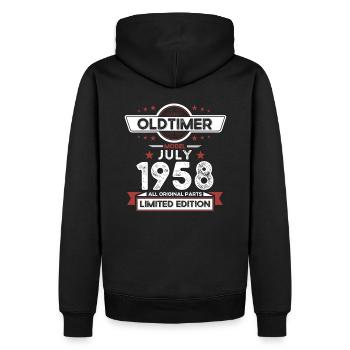 66. Geburtstag Oldtimer Juli 1958 Jahrgang 1958 - Männer Premium Bio Hoodie - Schwarz - Hinten - Nico (187cm)