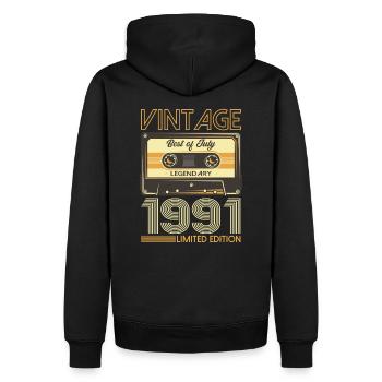 33. Geburtstag Kassette Juli 1991 Jahrgang 1991 - Männer Premium Bio Hoodie - Schwarz - Hinten - Nico (187cm)
