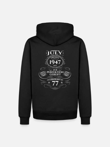 77th Birthday Original July 1947 Born 1947 - Men’s Premium Organic Hoodie - black