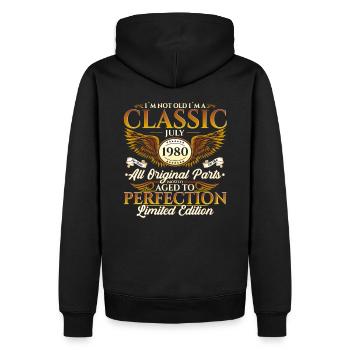 40ème Anniversaire Classique Juillet 1980 Millésime 1980 - Sweat à capuche Premium bio Homme - noir - Dos - Nico (187cm)