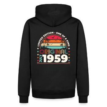 65. Geburtstag, Jahrgang 1959 ORIGINAL 1959 - Männer Premium Bio Hoodie - Schwarz - Hinten - Nico (187cm)