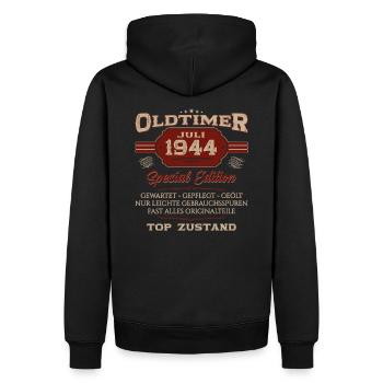 80ème Anniversaire Classique Juillet 1944 Millésime 1944 - Sweat à capuche Premium bio Homme - noir - Dos - Nico (187cm)