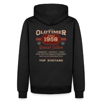 66. Geburtstag Oldtimer Juli 1958 Jahrgang 1958 - Männer Premium Bio Hoodie - Schwarz - Hinten - Nico (187cm)