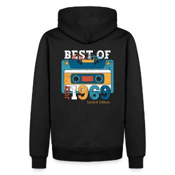 55. Geburtstag Kassette Juli 1969 Jahrgang 1969 - Männer Premium Bio Hoodie - Schwarz - Hinten - Nico (187cm)