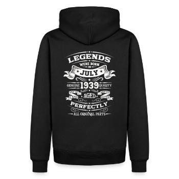 85e anniversaire Original juillet 1939 Né en 1939 - Sweat à capuche Premium bio Homme - noir - Dos - Nico (187cm)