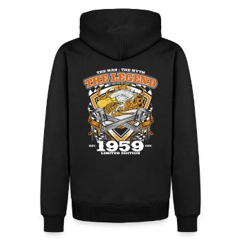 65ème Anniversaire Original Vintage 1959 Artisan - Sweat à capuche Premium bio Homme - noir - Dos - Nico (187cm)