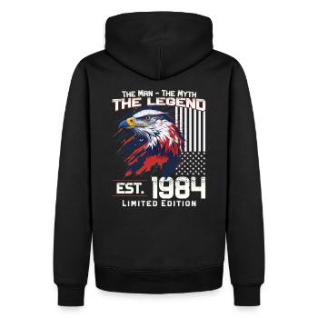 40ème Anniversaire Année 1984 Cru 1984 Légende - Sweat à capuche Premium bio Homme - noir - Dos - Nico (187cm)