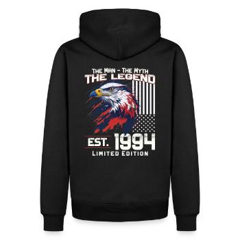 30ème Anniversaire Année de Construction 1994 Millésime 1994 Légende - Sweat à capuche Premium bio Homme - noir - Dos - Nico (187cm)