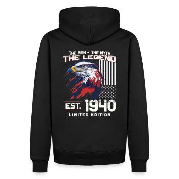 84ème Anniversaire Année 1940 Cru 1940 Légende - Sweat à capuche Premium bio Homme - noir - Dos - Nico (187cm)