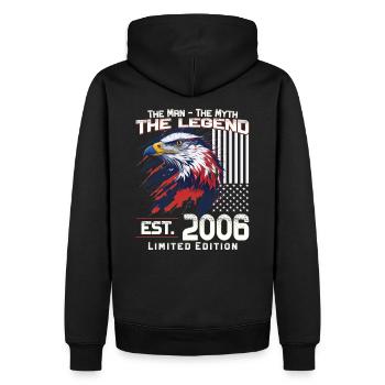18th Birthday Year 2006 Vintage 2006 Legend - Men’s Premium Organic Hoodie - black - Back - Nico (187cm)