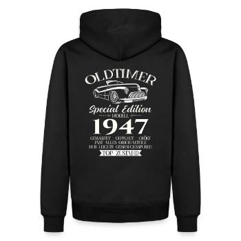 Oldtimer 1947 Jahrgang 1947 77. Geburtstag 1947 - Männer Premium Bio Hoodie - Schwarz - Hinten - Nico (187cm)