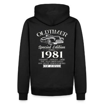 Oldtimer 1981 Jahrgang 1981 43. Geburtstag 1981 - Männer Premium Bio Hoodie - Schwarz - Hinten - Nico (187cm)