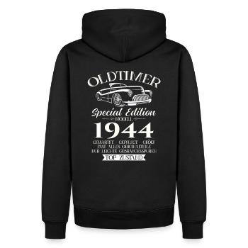 80ème Anniversaire Voiture Classique 1944 Millésime 1944 - Sweat à capuche Premium bio Homme - noir - Dos - Nico (187cm)