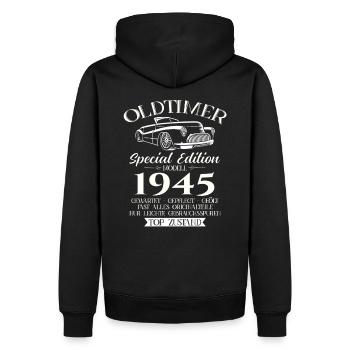 80ème Anniversaire Voiture Classique 1945 Millésime 1945 - Sweat à capuche Premium bio Homme - noir - Dos - Nico (187cm)