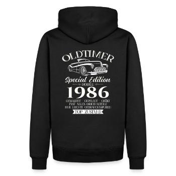 Oldtimer 1986 Jahrgang 1986 38. Geburtstag 1986 - Männer Premium Bio Hoodie - Schwarz - Hinten - Nico (187cm)