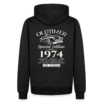 50ème Anniversaire Voiture Classique 1974 Millésime 1974 - Sweat à capuche Premium bio Homme - noir - Dos - Nico (187cm)