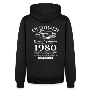 Oldtimer 1980 Jahrgang 1980 45. Geburtstag 1980 - Männer Premium Bio Hoodie - Schwarz - Hinten - Nico (187cm)