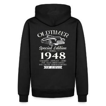 Oldtimer 1948 Jahrgang 1948 76. Geburtstag 1948 - Männer Premium Bio Hoodie - Schwarz - Hinten - Nico (187cm)
