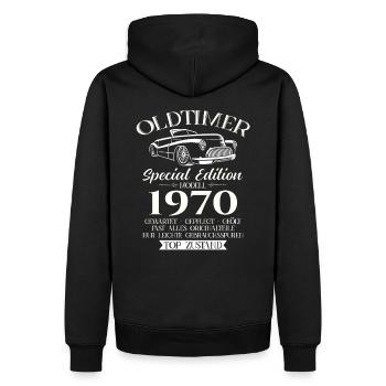 Oldtimer 1970 Jahrgang 1970 55. Geburtstag 1970 - Männer Premium Bio Hoodie - Schwarz - Hinten - Nico (187cm)