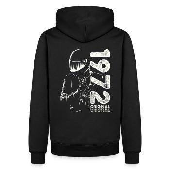 52ème Anniversaire Vintage 1972 Motard Motard - Sweat à capuche Premium bio Homme - noir - Dos - Nico (187cm)